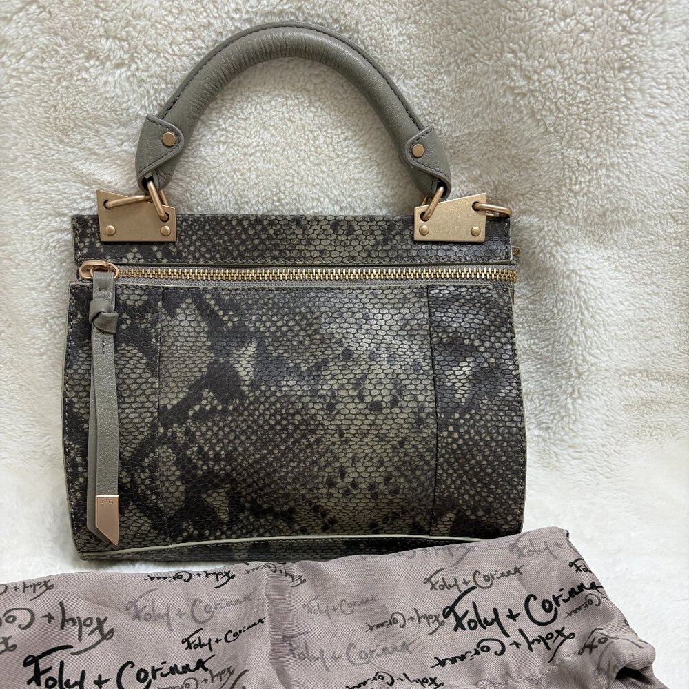 FOLEY & CORINNA CERBERUS DIONE PURSE GRAY SNAKESKIN TEXTURE W/DUST BAG